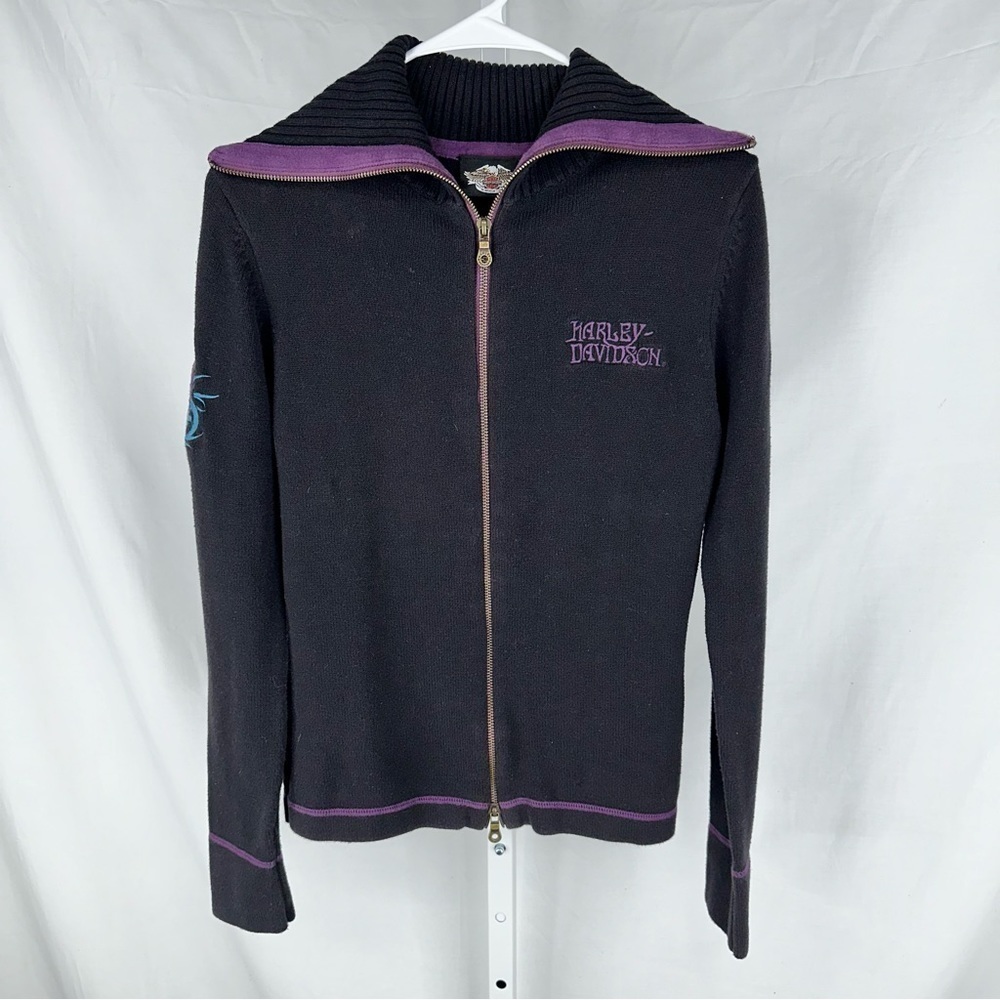 Harley Davidson Women’s Black Purple Zip Up Jacket Size XS